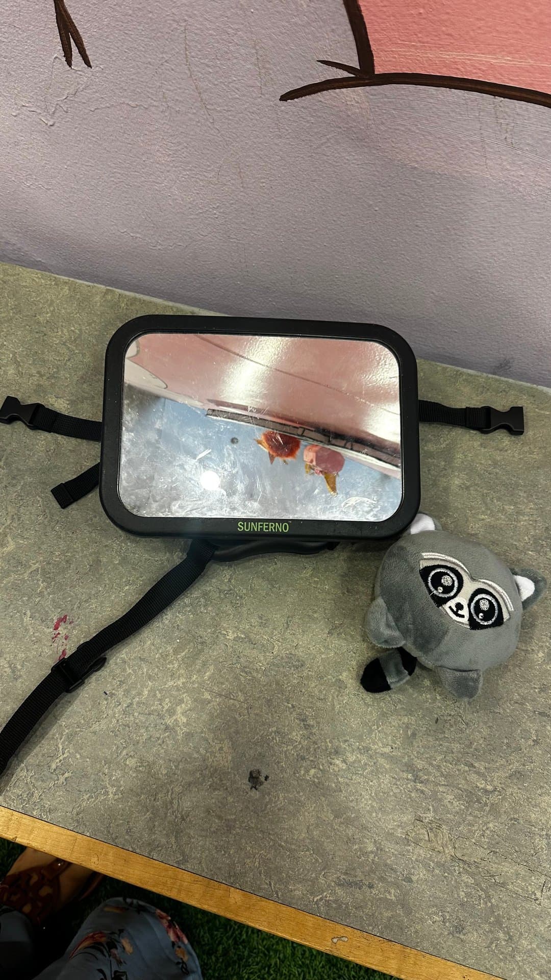 car mirror and plush toy — image 1 of 1